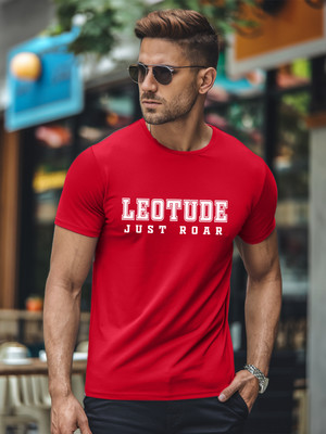 JUST ROAR Printed Men Round Neck Red T-Shirt