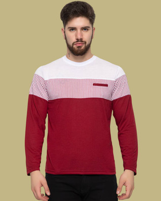 StyleFlick Colorblock Men Round Neck Maroon T-Shirt