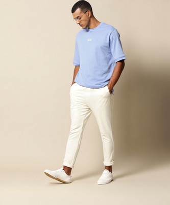 Mr Bowerbird Solid Men Round Neck Blue T-Shirt