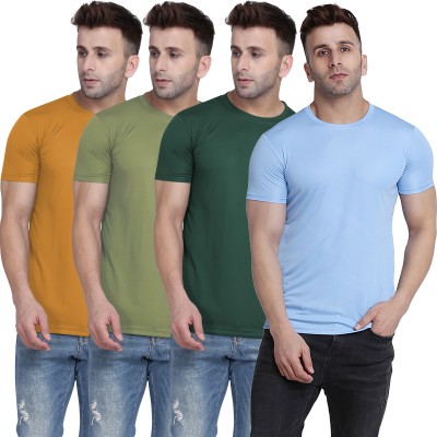 TQH Solid Men Round Neck Yellow, Green, Dark Blue, Light Blue T-Shirt