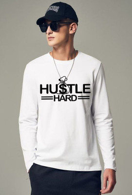 Aditi Fashion Printed, Typography Men Round Neck White T-Shirt