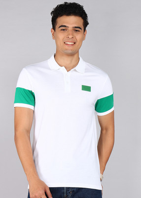 United Colors of Benetton Solid Men Polo Neck White T-Shirt