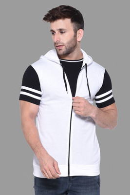 Trendfull Colorblock Men Hooded Neck White T-Shirt