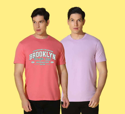 WOOSTRO Graphic Print Men Round Neck Pink, Purple T-Shirt