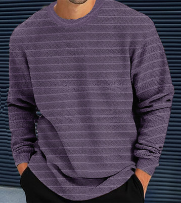 Force Solid Men Round Neck Purple T-Shirt