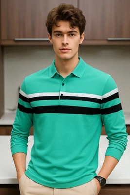 Autna Colorblock Men Polo Neck Green T-Shirt