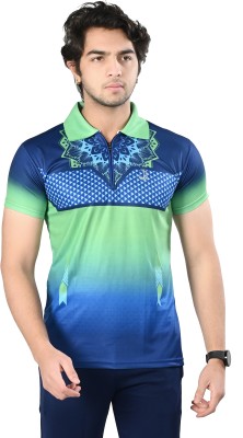 JIANSA Printed Men Polo Neck Blue, Green T-Shirt