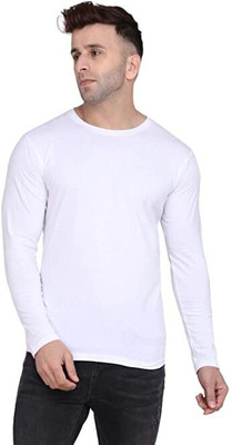 NINQ Solid Men Round Neck White T-Shirt