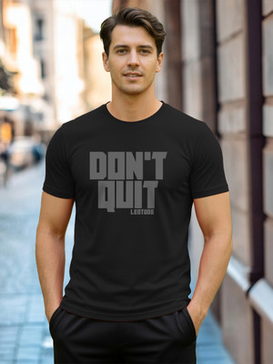Leotude Graphic Print Men Round Neck Black T-Shirt