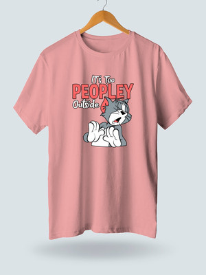 Jack Paris Printed, Typography Men Round Neck Pink T-Shirt