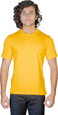 Fashido Solid Men Round Neck Yellow T-Shirt