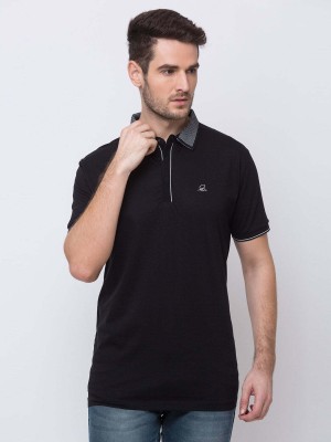 Status Quo Solid Men Polo Neck Black T-Shirt