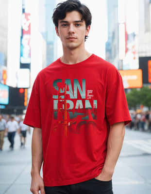 Smartees Printed Men Round Neck Red T-Shirt