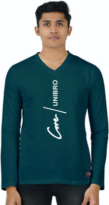 Smart Colors Typography Men V Neck Green T-Shirt