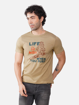 WEAR YOUR MIND Graphic Print Men Round Neck Brown T-Shirt
