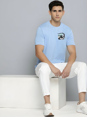 SZN Graphic Print Men Round Neck Light Blue T-Shirt