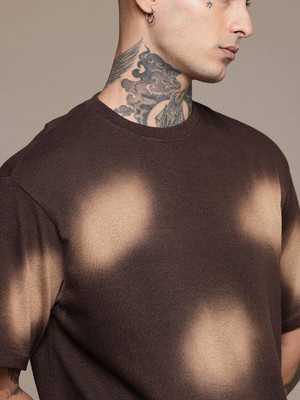 Moda Rapido Washed Men Round Neck Reversible Brown T-Shirt
