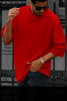 Shakuntla Fashion Solid Men Round Neck Purple T-Shirt