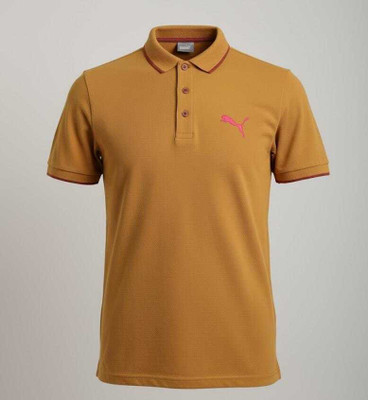 galaxo Solid Men Polo Neck Yellow T-Shirt