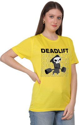 Sellocity Graphic Print Women Round Neck Yellow T-Shirt