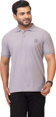 Sports Glamour Solid Men Polo Neck Grey T-Shirt