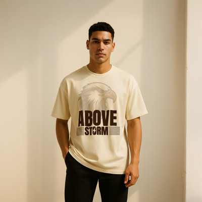 Kavod Lifestyle Graphic Print Men Round Neck Beige T-Shirt