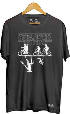 THE PRINT PLATTER Printed Men Round Neck Black T-Shirt