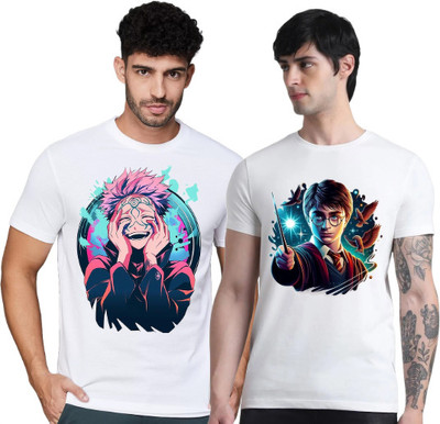 FIRST ARRIVAL Printed Men Round Neck White T-Shirt