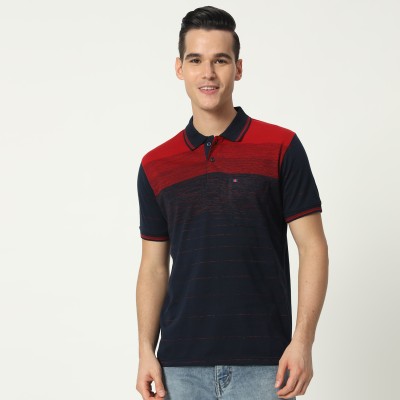 TAB91 Striped Men Polo Neck Red, Black T-Shirt