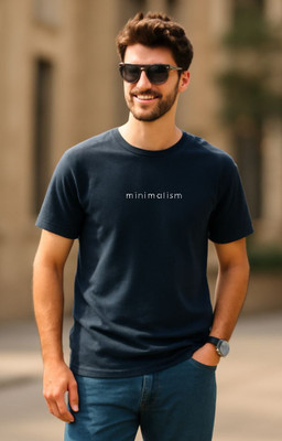 UrGear Printed Men Round Neck Navy Blue T-Shirt