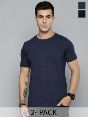 R.Code by The Roadster Life Co. Solid Men Round Neck Navy Blue, Black T-Shirt