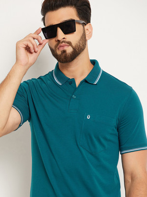 UNIBERRY Solid Men Polo Neck Dark Blue T-Shirt