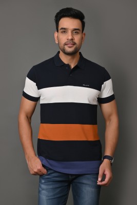 Arbour Striped Men Polo Neck Multicolor T-Shirt