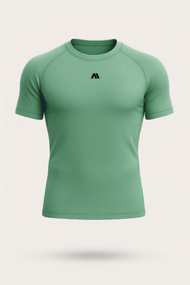ANTUM Solid Men Round Neck Light Green T-Shirt