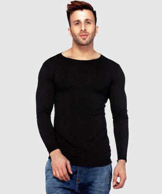 FancyWay Solid Men Round Neck Black T-Shirt