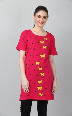 KG Best Collection Printed Women Round Neck Red T-Shirt