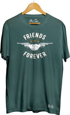 THE PRINT PLATTER Printed Men Round Neck Green T-Shirt