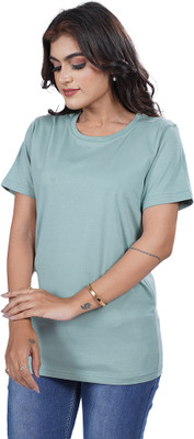 Kapda Kulture Solid Women Round Neck Blue T-Shirt