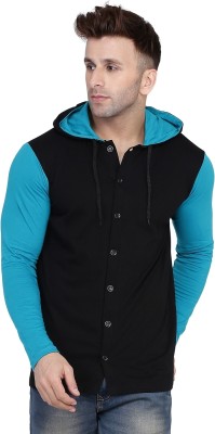 tfurnish Solid Men Hooded Neck Black, Light Green T-Shirt