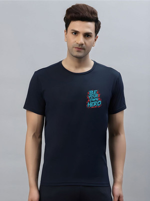 SZN Graphic Print Men Round Neck Blue T-Shirt