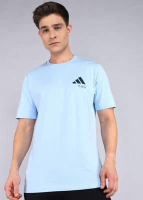 ADIDAS Graphic Print Men Crew Neck Blue T-Shirt
