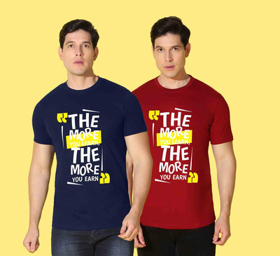 WOOSTRO Printed Men Round Neck Multicolor T-Shirt