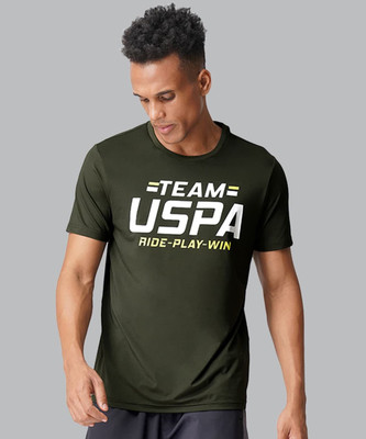 U.S. POLO ASSN. Printed Men Round Neck Green T-Shirt
