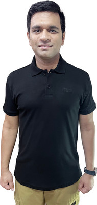 Tshirt TOUCH Sustainable Solid Men Polo Neck Black T-Shirt