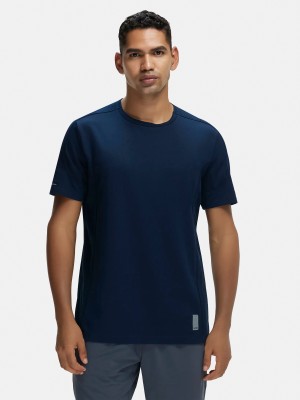 JOCKEY Solid Men Round Neck Navy Blue T-Shirt