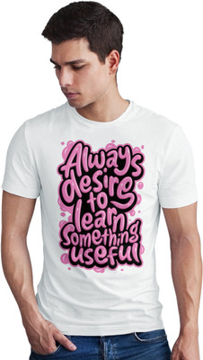 Seek Buy Love Printed Men Round Neck White T-Shirt