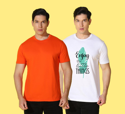 WOOSTRO Solid, Printed Men Round Neck Multicolor T-Shirt