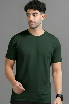 Jangoboy Solid Men Round Neck Dark Blue T-Shirt