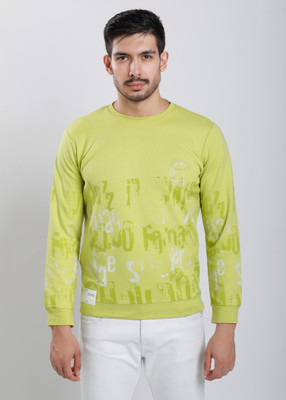 HIGHTRIBE Printed Men Round Neck Light Green T-Shirt