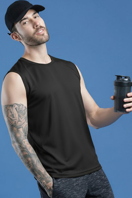 Jangoboy Solid Men Round Neck Black T-Shirt